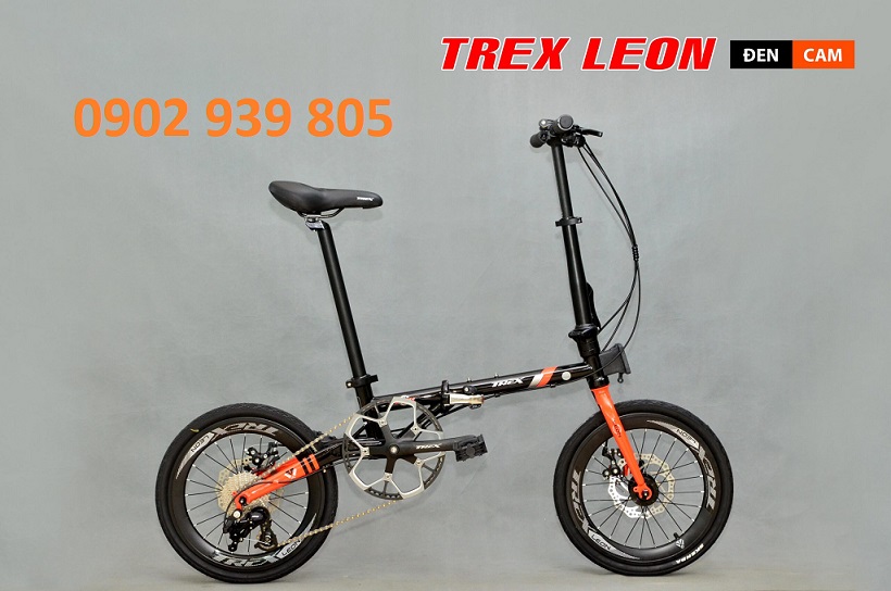 Liên hệ chiết khấu cao xe đạp gấp 16 inch trex leon 9 líp thả khung càng thép chromoly