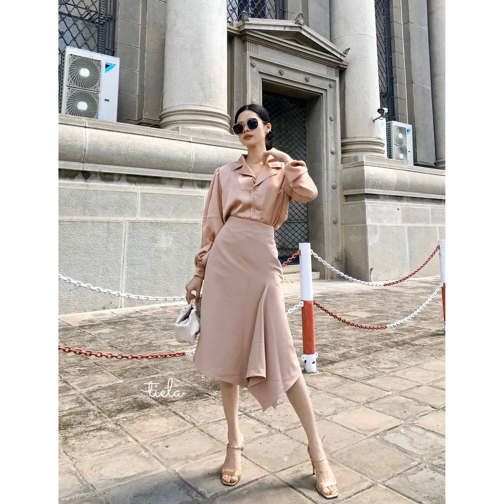 TIELA Áo sơ mi lụa cổ vest - Ceci Shirt