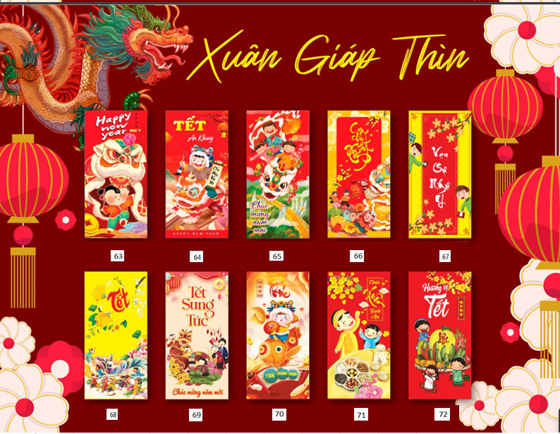 Combo 50 chiếc lì xì mẫu mã mới nhất năm 2024