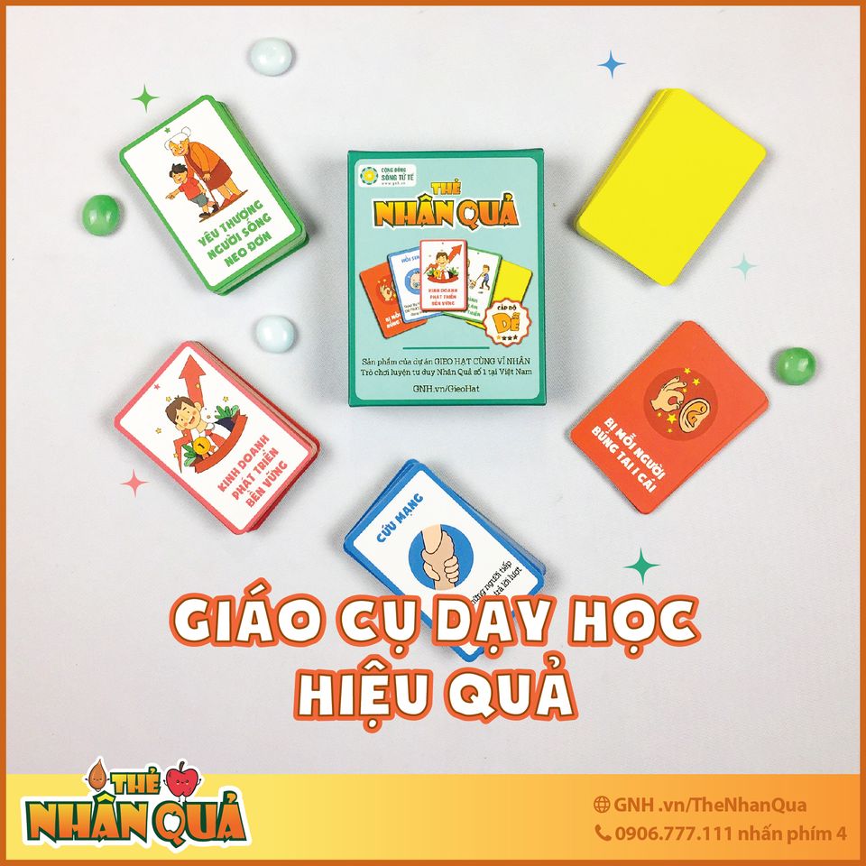 Thẻ Card game Nhân quả cấp độ dễ