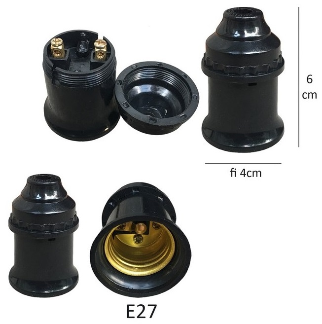 Bộ 2 Đui đèn E27 tiêu chuẩn 220V Đen Trắng