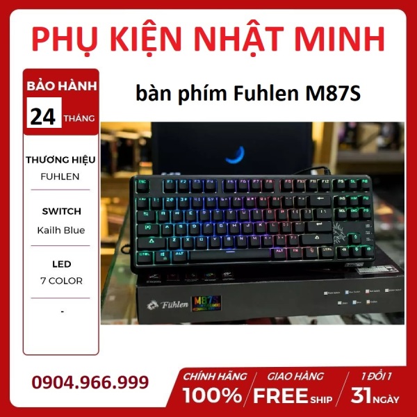 [HÀNG CHÍNH HÃNG] Bàn phím cơ Fuhlen M87s RGB blue switch- Phím cơ giá rẻ bảo hành 24 tháng 1 đổi 1 trong 10 ngày