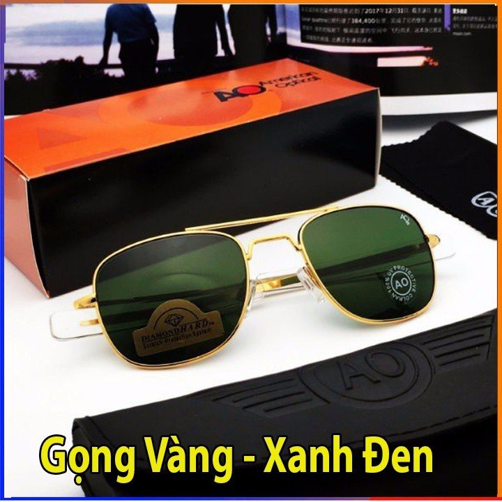 Kính mắt nam AO cao cấp PILOT kính ao kim cương thời trang châu âu , kèm ví da khăn lau kính