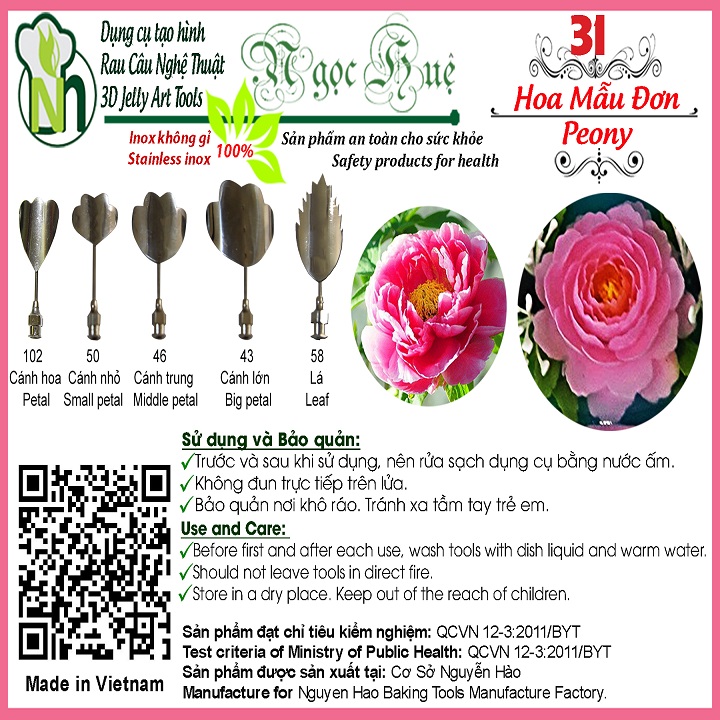 [HCM]Kim rau câu 3D Ngọc Huệ (bộ 5 kim số 31 - hoa mẫu đơn 3)