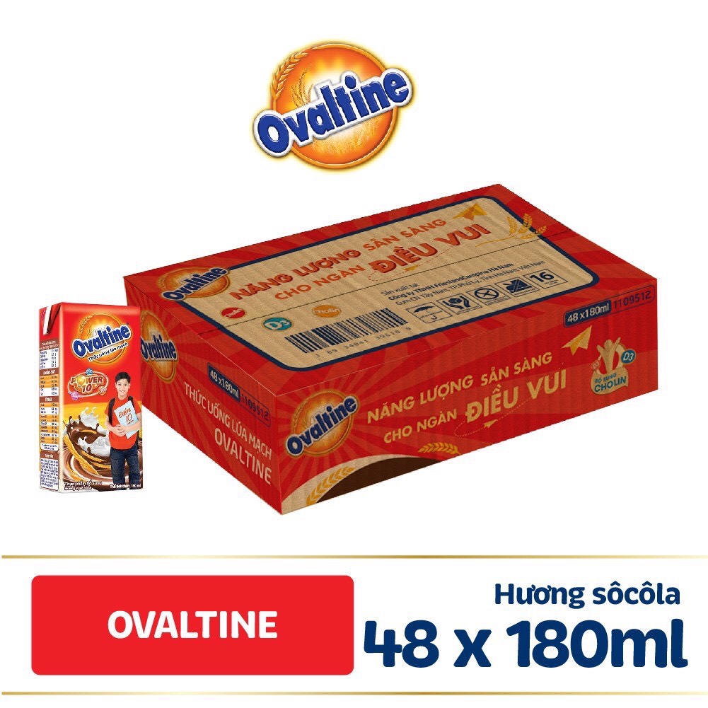 Sữa lúa mạch Ovaltine Vị Sô cô la (180ml x48 hộp) - DKSH Việt Nam.