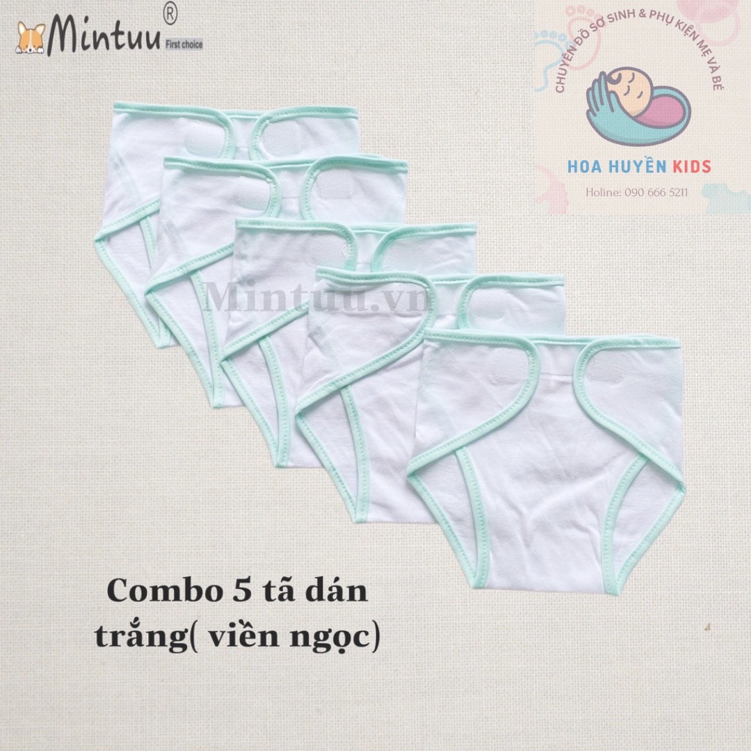 Combo 5 tả đóng bỉm sơ sinh chất 100% cotton thương hiệu Mintuu tả vải dán