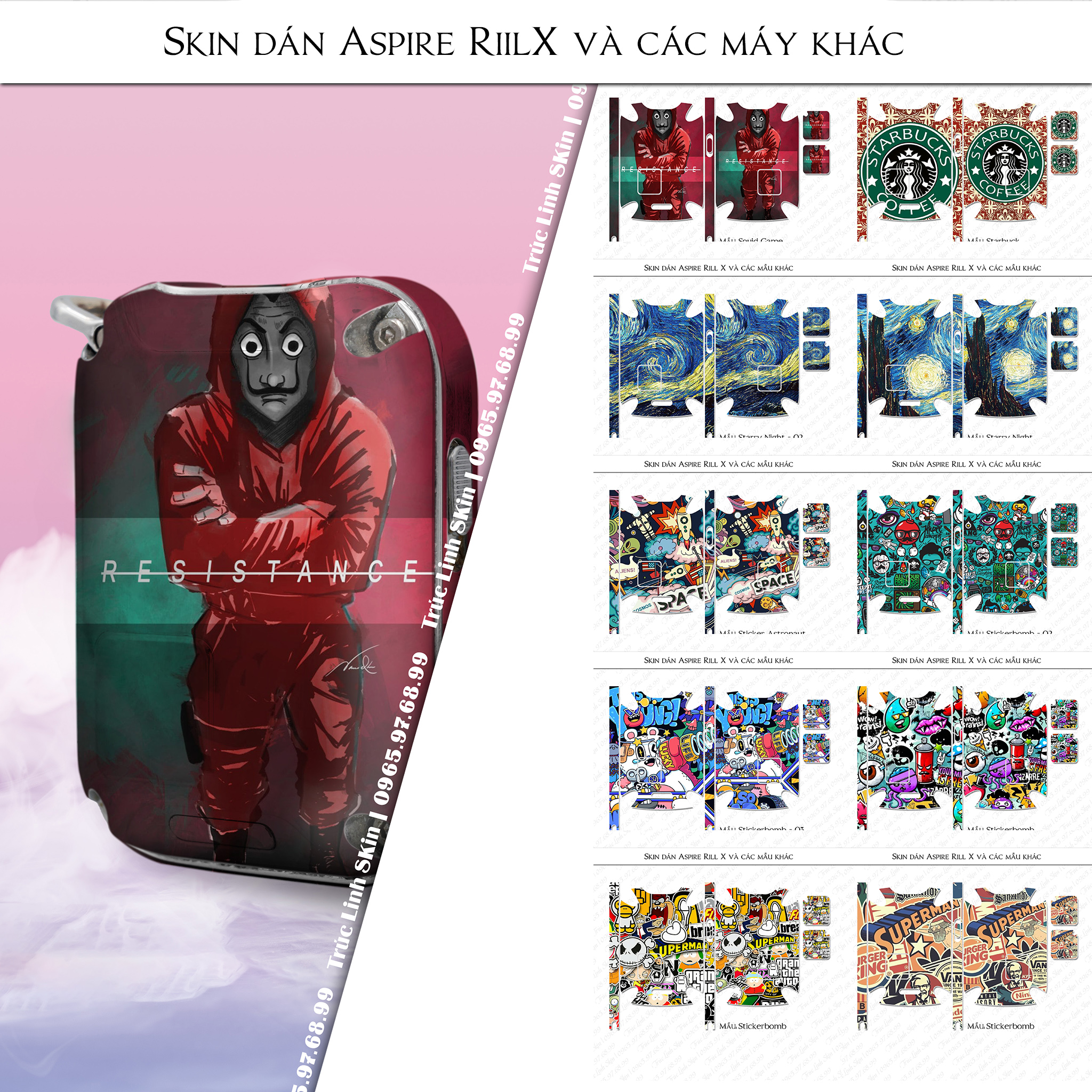Miếng dán skin cho Riil X mẫu Stickerbombgraffiti (decal dễ dán, đã cắt sẵn)