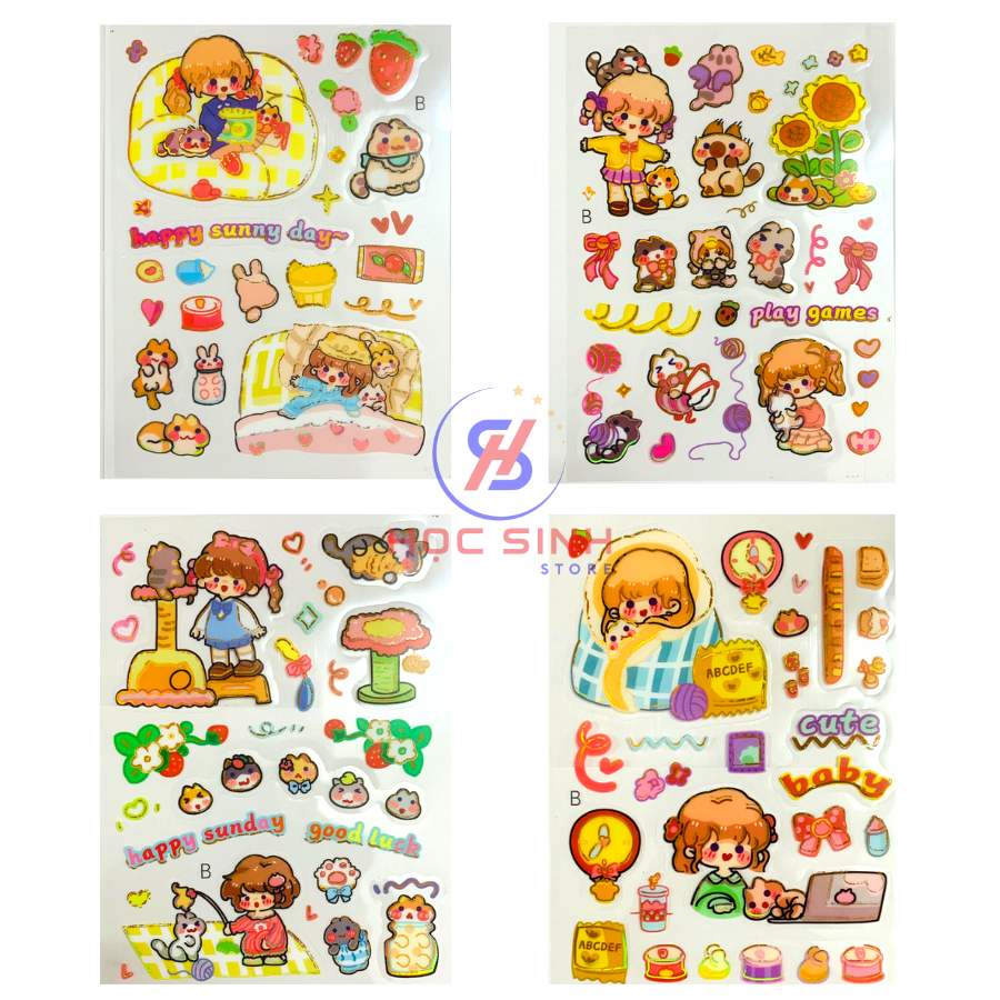 Combo 4 vỉ sticker dễ thương ( Giao mẫu ngẫu nhiên )