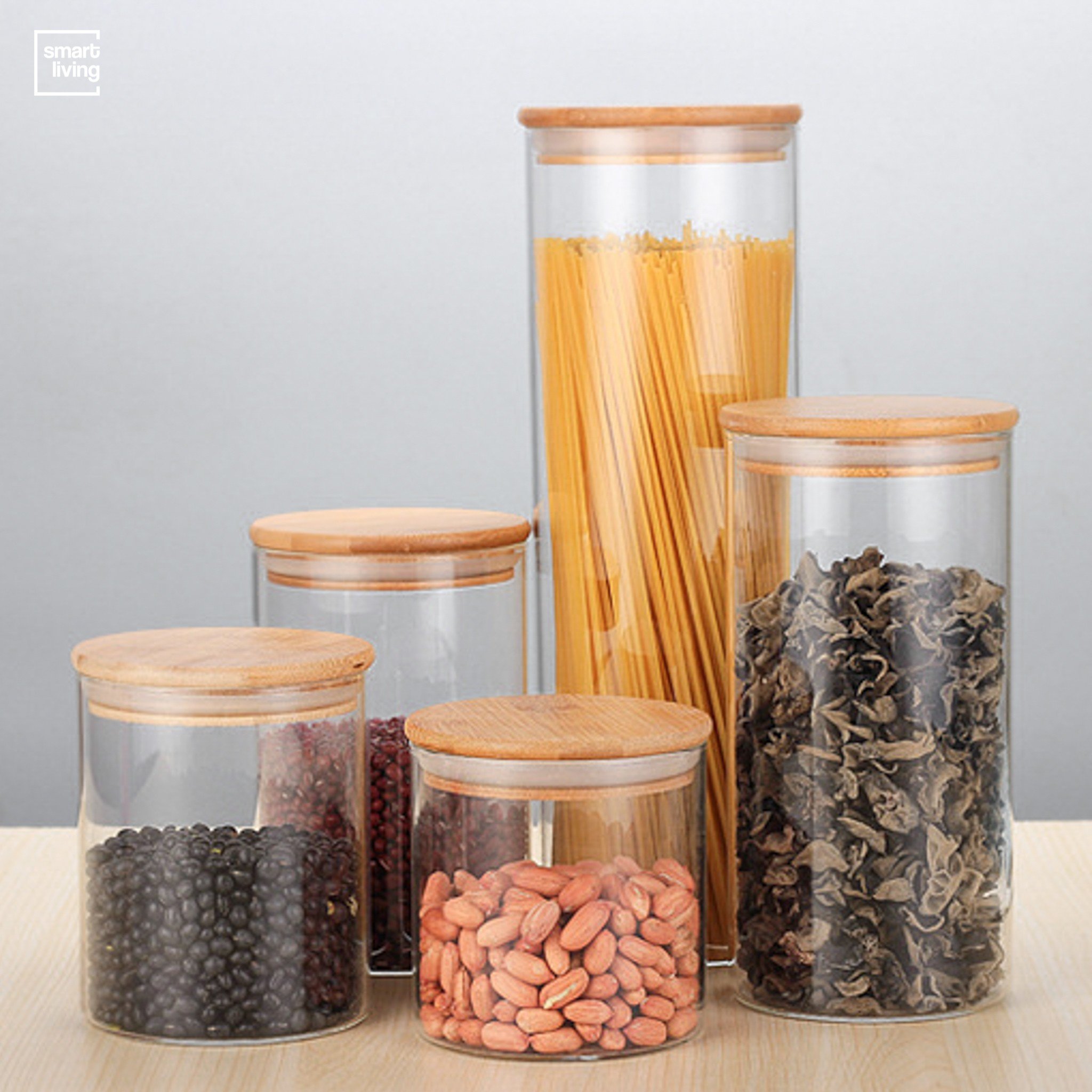 Lọ thủy tinh borosilicate nắp gỗ 1000ml