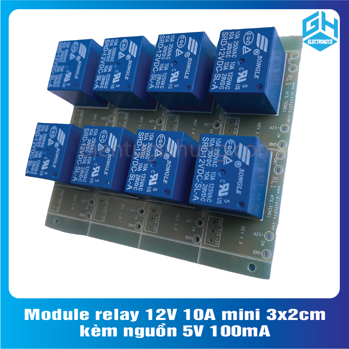 Module relay 12V 10A mini 3x2cm - kèm nguồn 5V 100mA