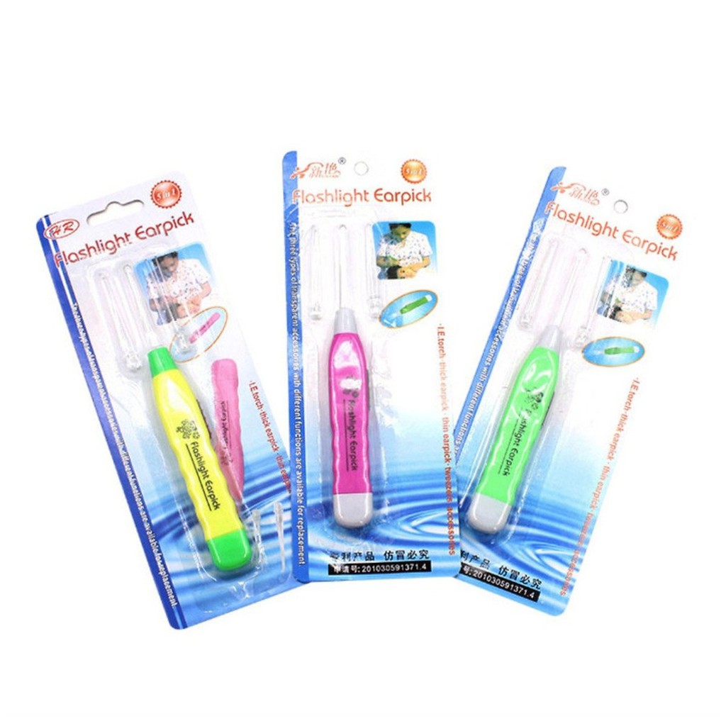 Set 3 Cây Lấy Ráy Tai Có Đèn Thông Minh An Toàn Cho Bé, Màu Sắc Đa Dạng, Thiết Kế Nhỏ Gọn Tiện Lợi (vỉ giấy)