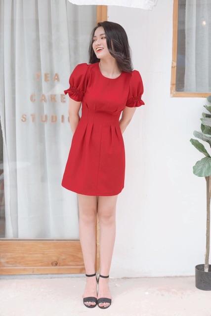 [HCM]Đầm xếp li thắt nơ 2 màu (kèm hình thật)