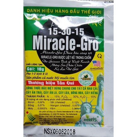 Miracle gro 15-30-15 gói 10gr - phân bón lá giúp cây xanh tốt