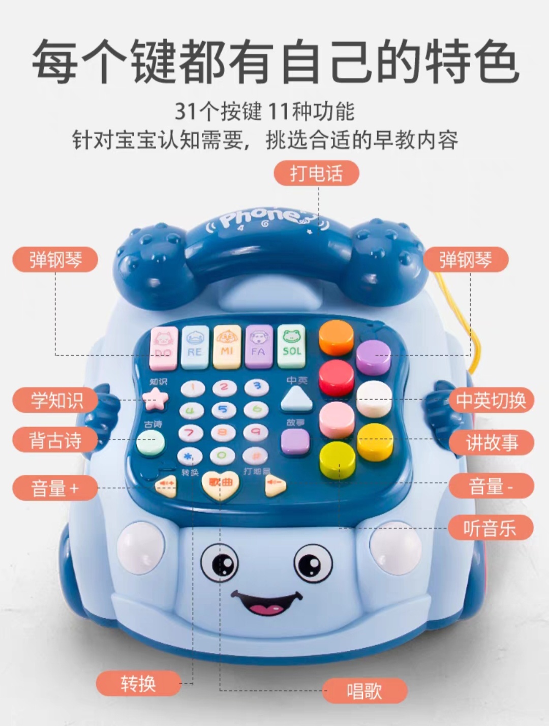Đồ chơi điện thoại bàn có nhạc cho bé