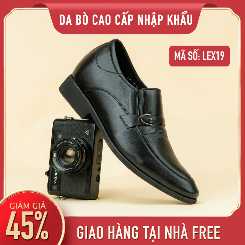GIÀY LƯỜI DA BÒ NAM- LEX19 TĂNG CHIỀU CAO 6CM