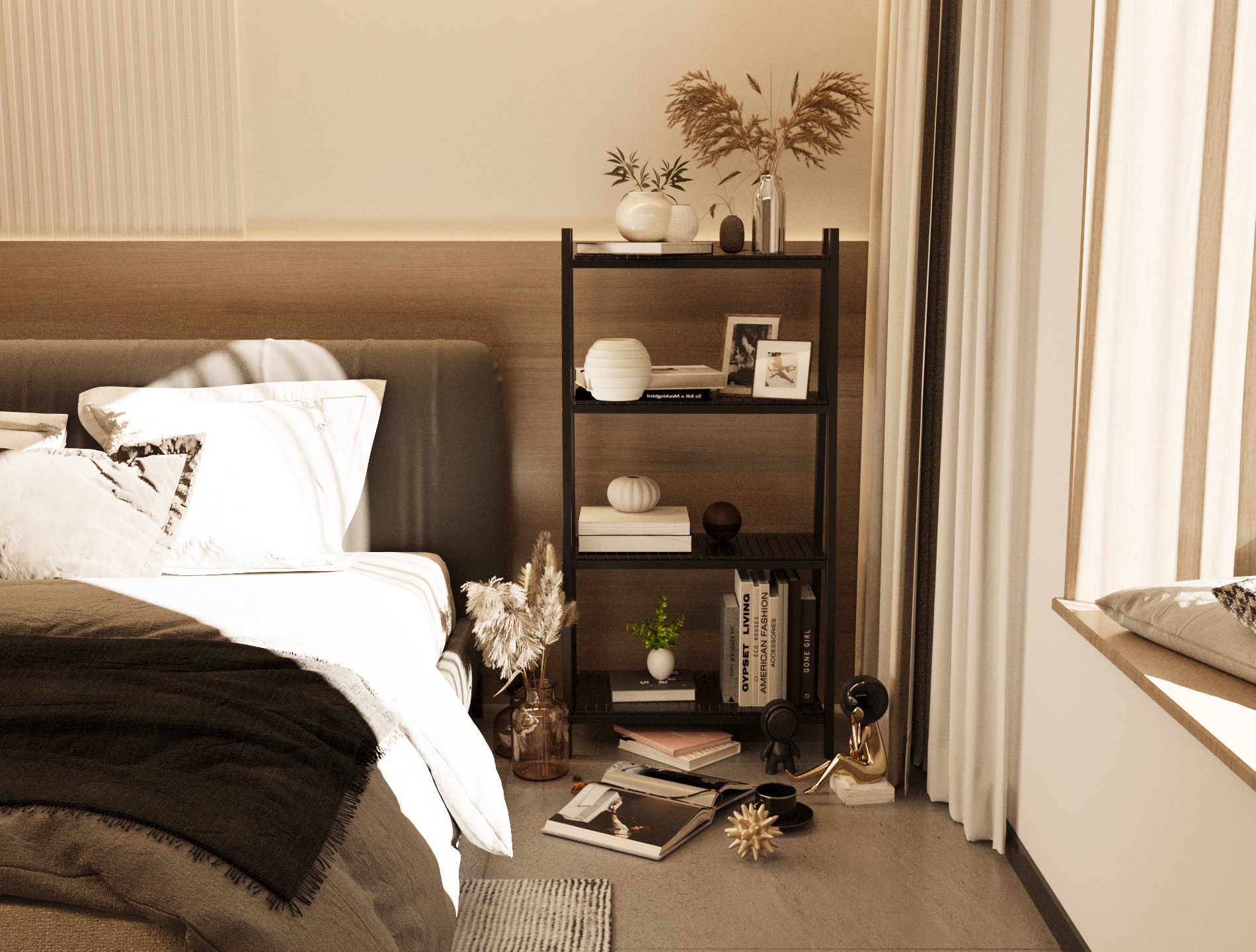 Kệ sách Behomes 4 tầng mặt nan