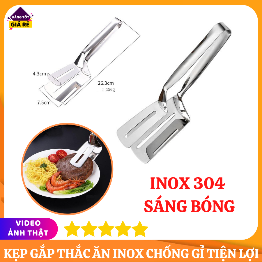 Kẹp gắp thức ăn chất liệu inox 304 cao cấp chống gỉ vỉ kẹp nướng thịt kẹp gắp chống nóng kẹp gắp lật cá rán đồ dùng nhà bếp kẹp gắp đồ đa năng tiện dụng