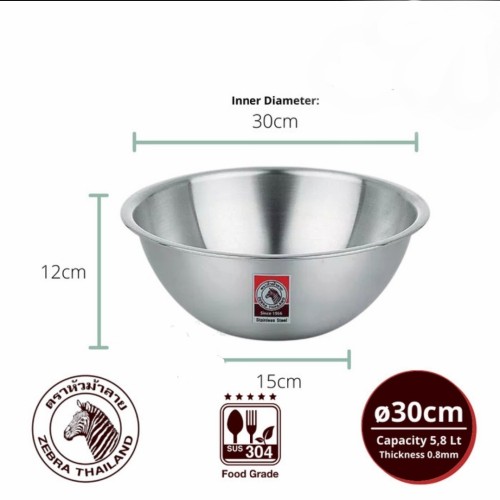 Thau trộn inox 304 Zebra - Thái Lan - Nhiều size