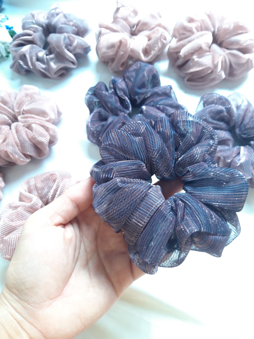 Cột Tóc Scrunchies voan kiến cao cấp( hình thật)