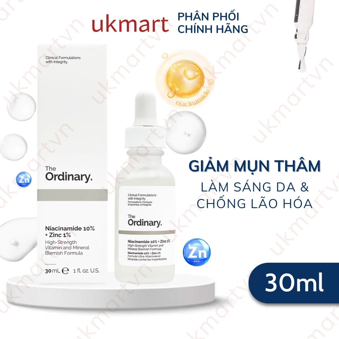 The Ordinary Niacinamide 10% + Zinc 1% Tinh Chất Kiềm Dầu Giảm Mụn Mờ Thâm 30ml - 60ml