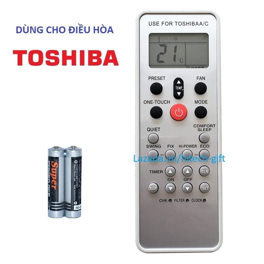 Remote Điều Khiển Máy lạnh TOSHIBA Điều Hòa RAS-16SKV-E RAS-10SKVR-E Kèm Pin
