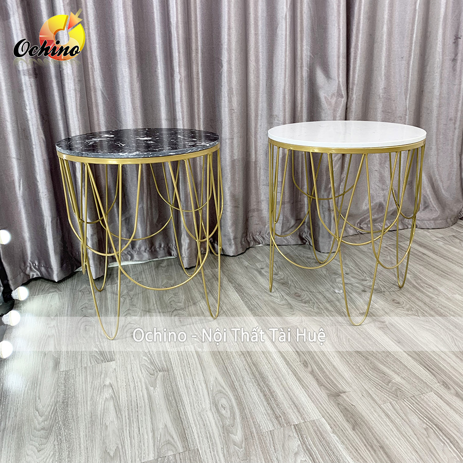 (FREESHIP) Bàn Trà Tròn Sofa Mặt Đá Sang Chảnh Mẫu Mới ( Sẵn 2 Mầu Đen Và Trắng)