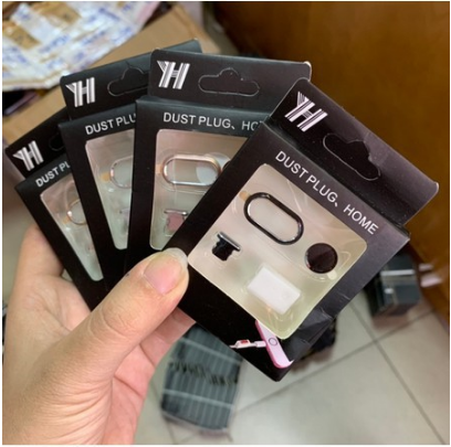 Bộ combo bảo vệ camera + nút home + nút chống bụi tai nghe iphone 7plus 8plus