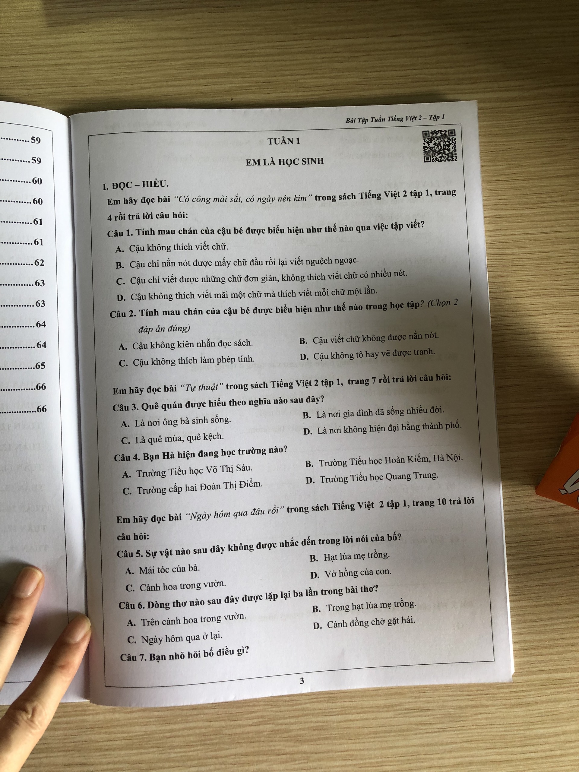 Bài tập tuần Tiếng Việt 2 tập 1