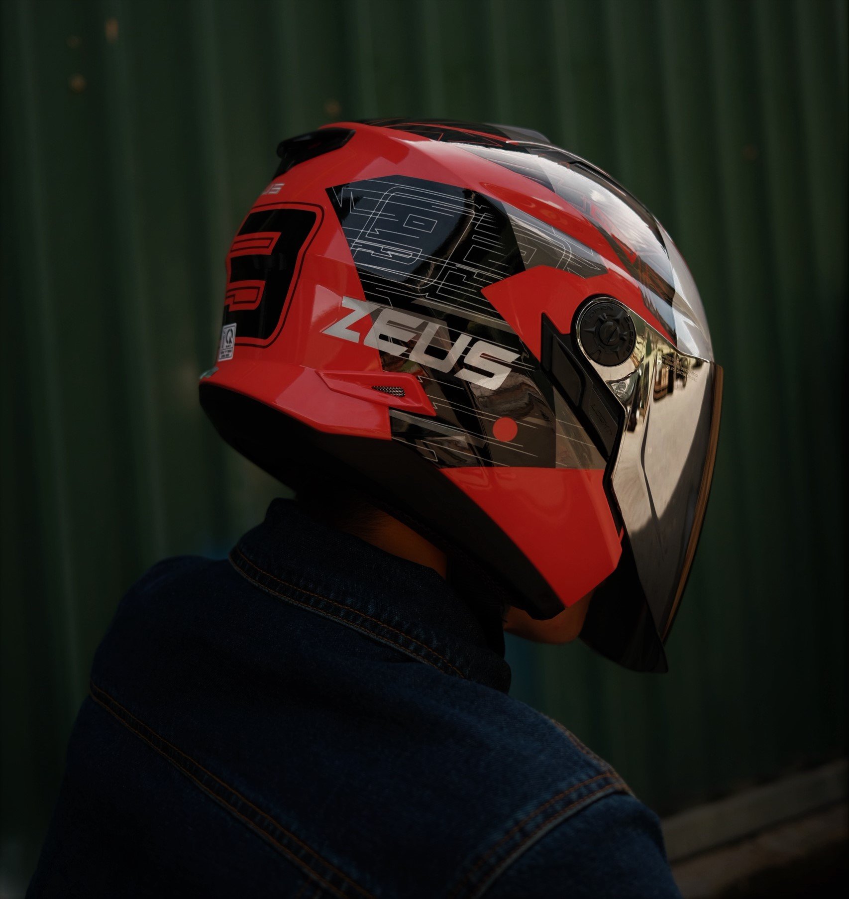 MŨ 3/4 ZEUS 613B SPIDER RED TẶNG MÁI CHE