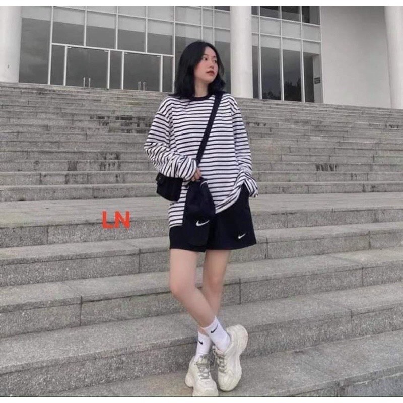 Sét áo kẻ +quần đùi dấu phẩy LN12
