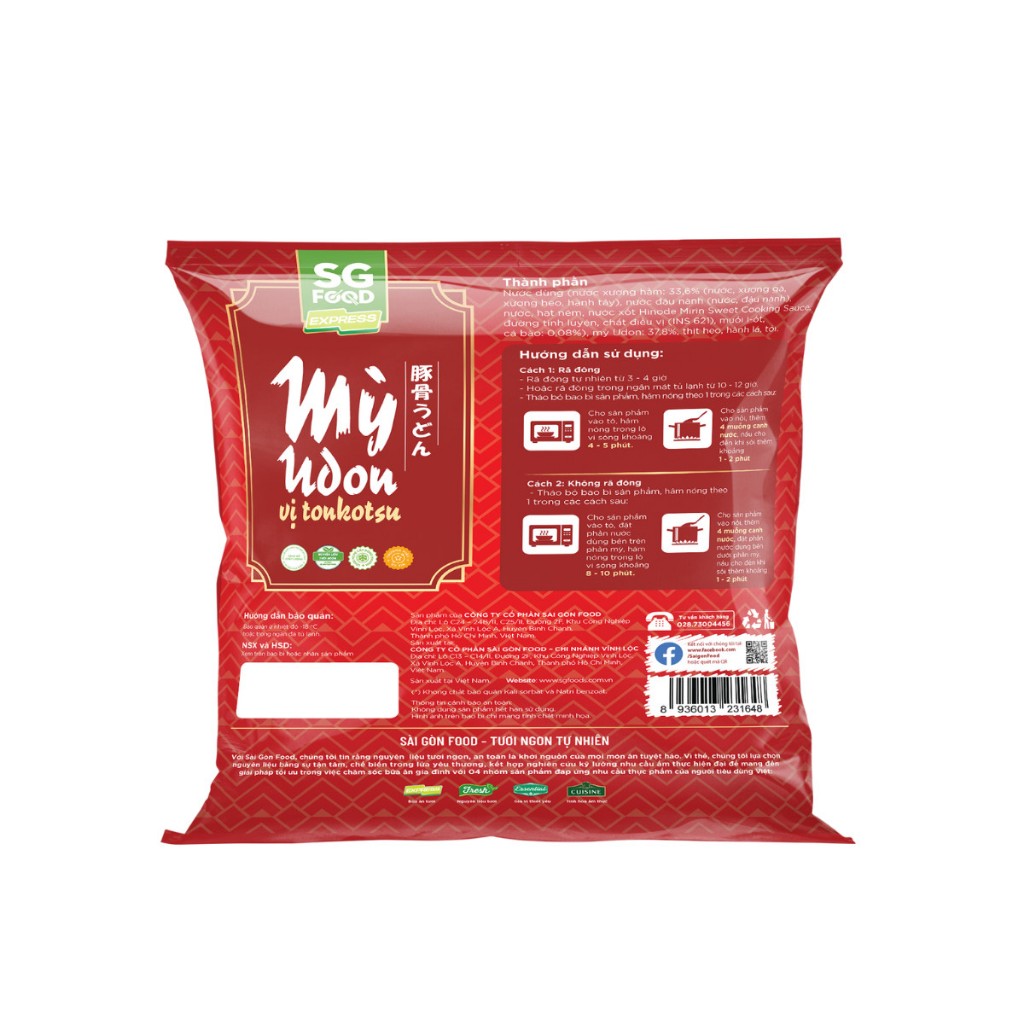 Mỳ Udon vị Tonkotsu SGF 350g