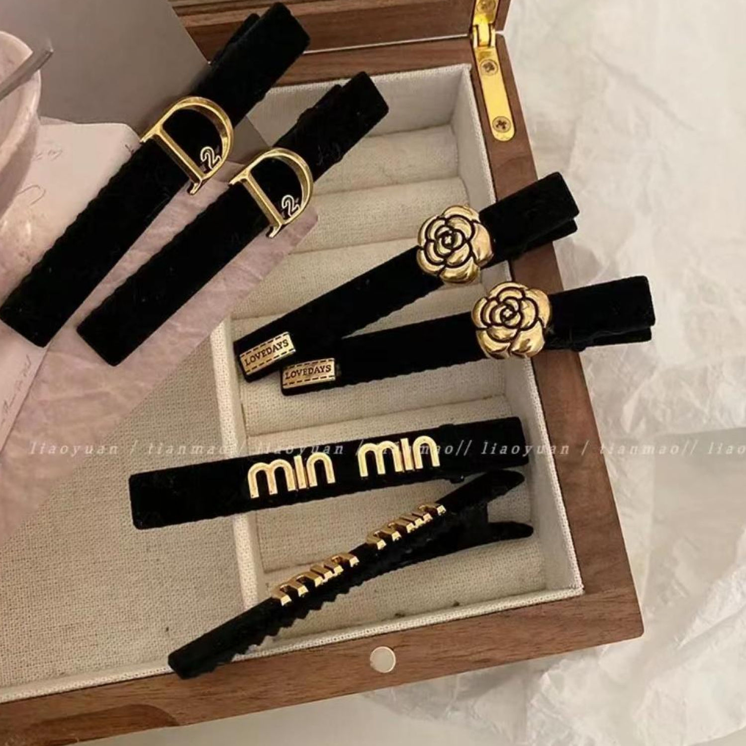Kẹp Tóc Mỏ Vịt Màu Đen Phong Cách Retro