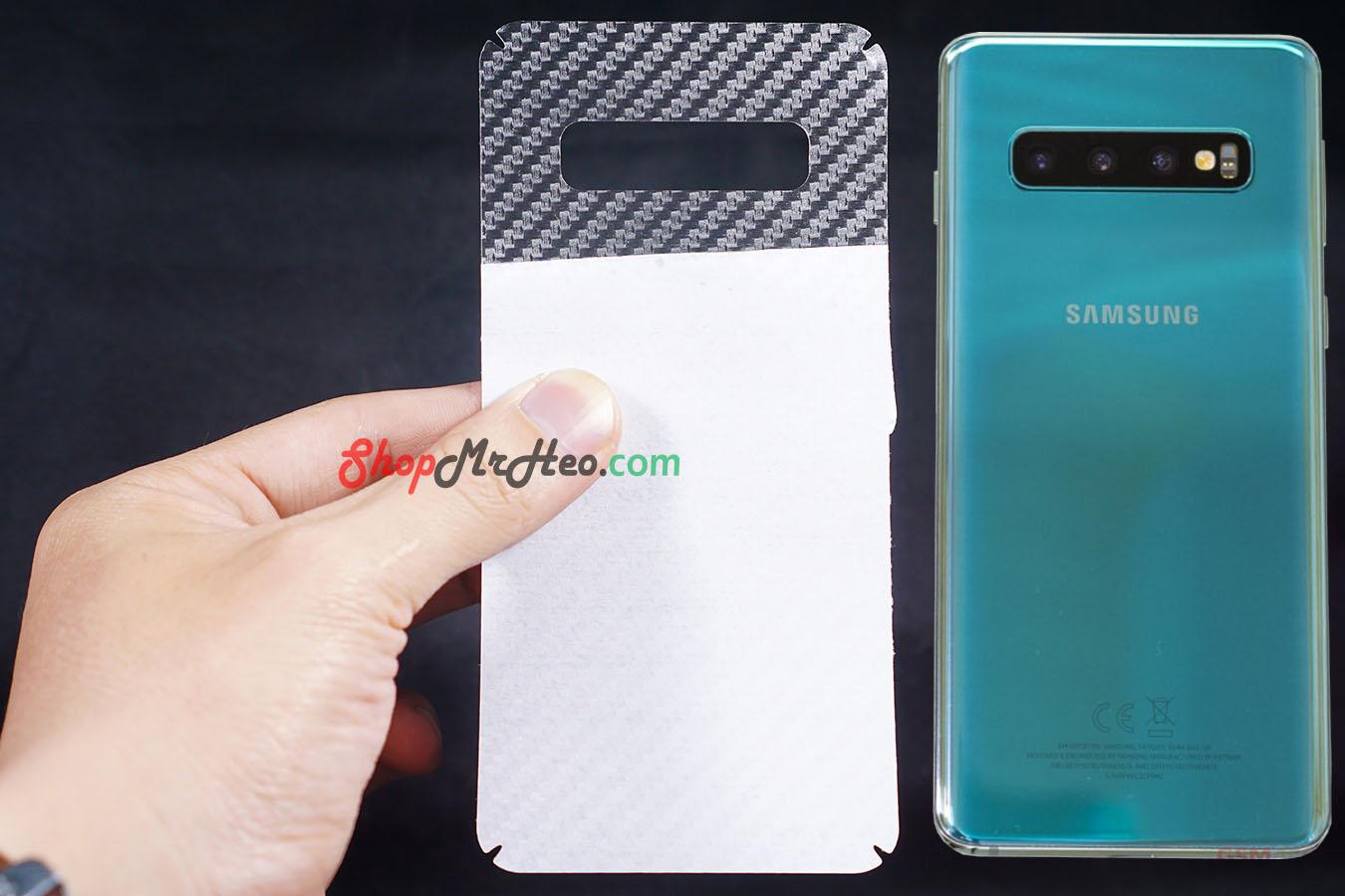 Bộ 3 skin dán mặt lưng vân 3d samsung s10 plus