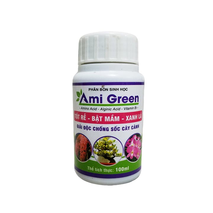 Phân bón sinh học Ami Green tốt rễ, bật mầm, xanh lá 100ml