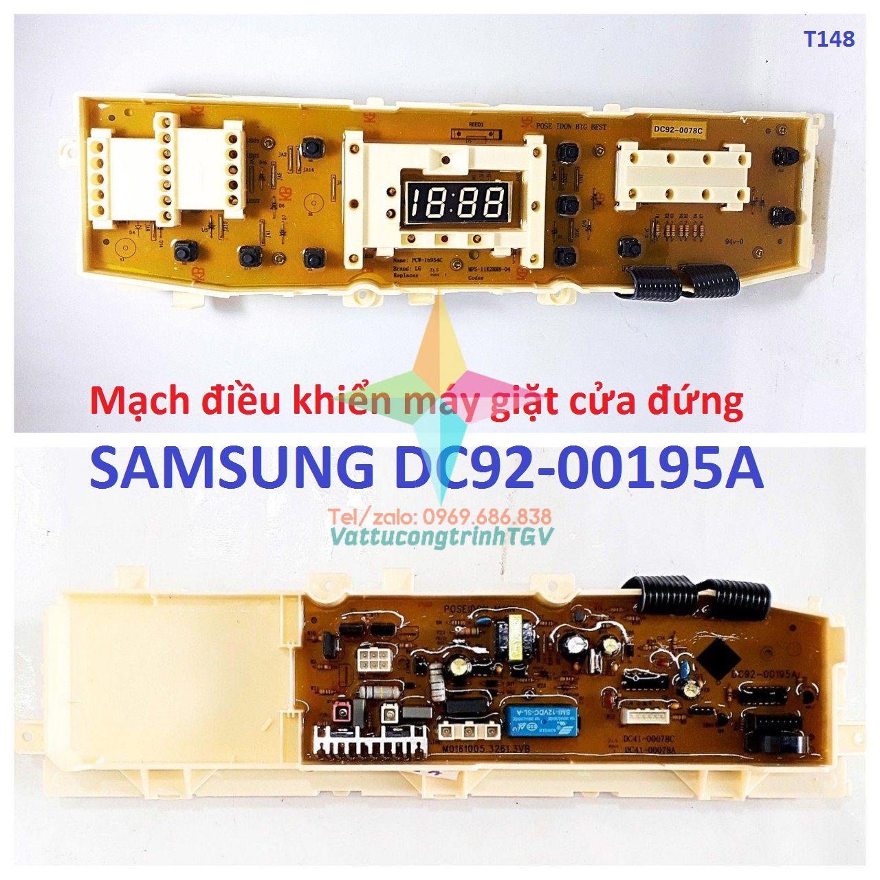 Mạch điều khiển máy giặt SAMSUNG cửa đứng DC92-00195A+ DC41-00078C