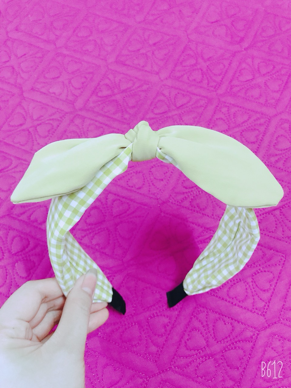 Bờm Cài Tóc Nữ Bản To Vải Kẻ Cao Cấp