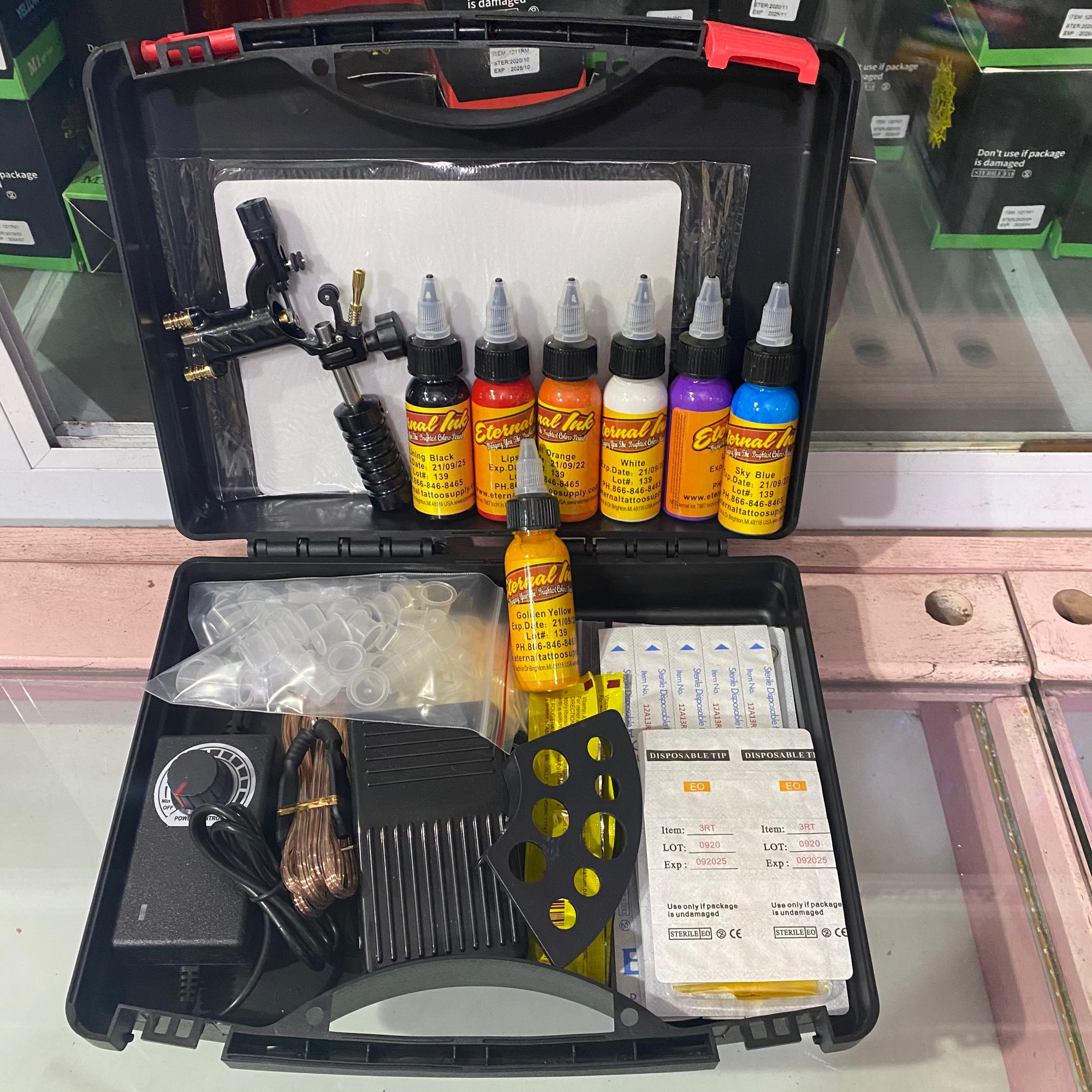 Combo 1 máy xăm Rotary Dragonfly kèm 7 mực tập xăm ra rả 899k