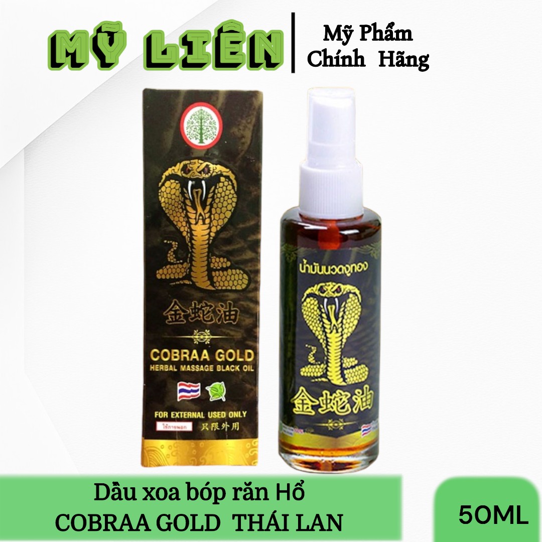 Dầu xoa bóp rắn hổ cobraa gold herbal massage black oil thái lan 50ml