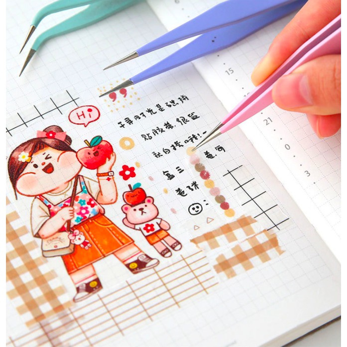 Nhíp mũi nhọn màu pastel gắp stickers