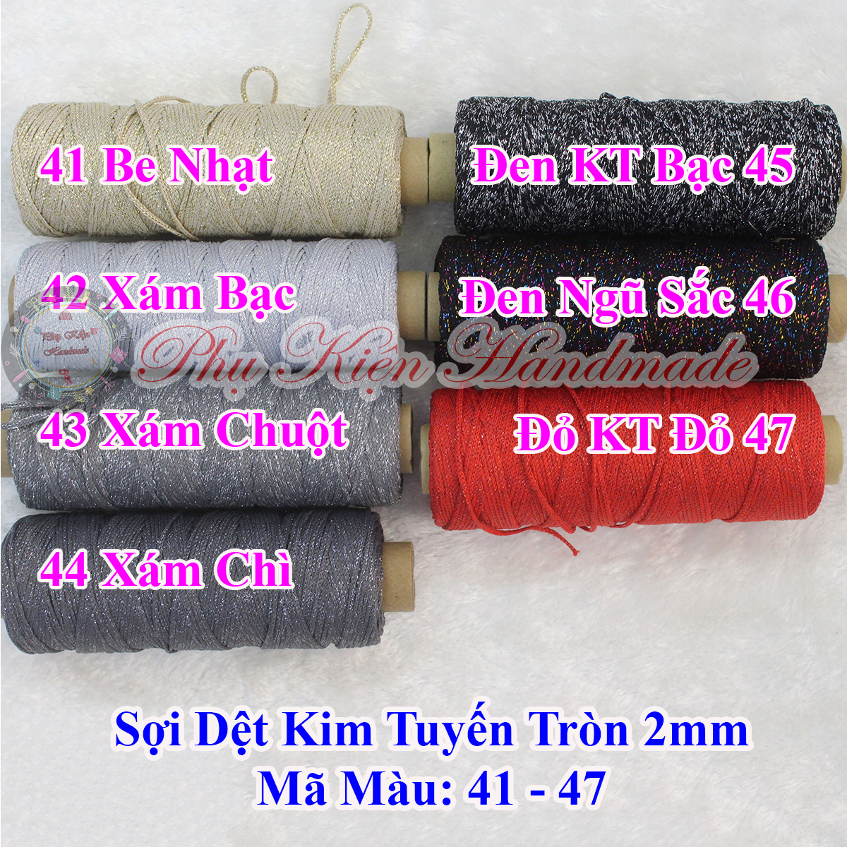 Sợi dệt kim tuyến tròn 2mm (màu 01-49)