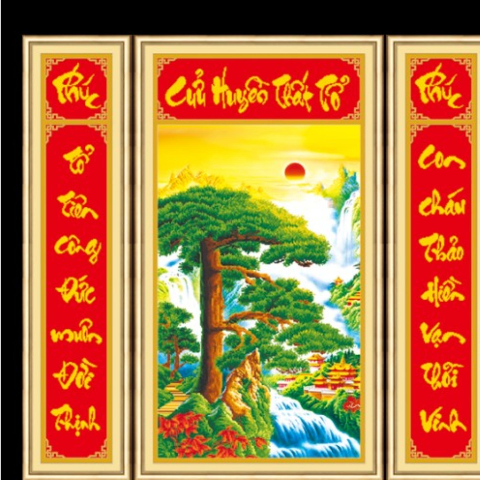 TRANH ĐÍNH ĐÁ CỬU HUYỀN THẤT TỔ 77365 KT 24x120 - 64x120 - 24x120CM CHƯA ĐÍNH