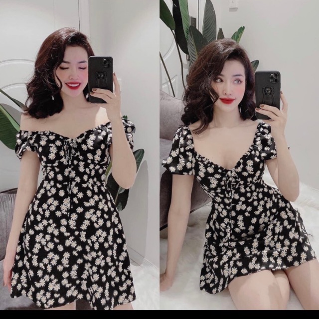 [HCM]Đầm Cúc Chun Cổ #Bigsize 60=>90