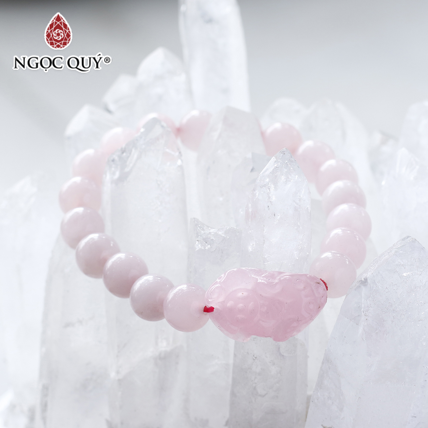 [HCM]Vòng tay đá thạch anh hồng phối tỳ hưu đá 8mm mệnh hỏa. thổ - Ngọc Quý Gemstones