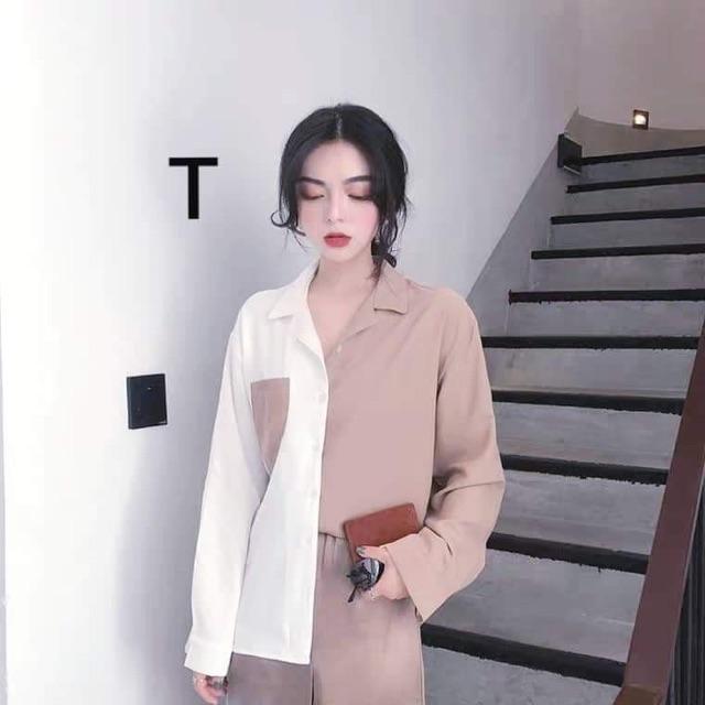 Áo sơ mi phối nửa túi màu DTR0819