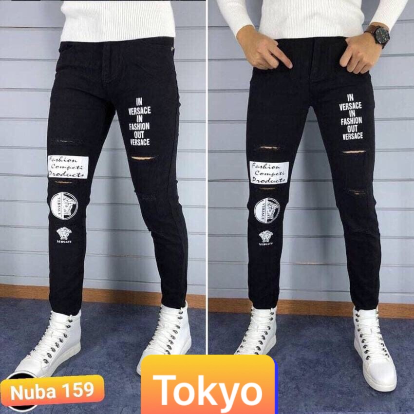 QUẦN BÒ QUẦN JEAN NAM CHẤT BÒ TRẮNG ĐEN IN CHỮ PHONG CÁCH MƠI MQU