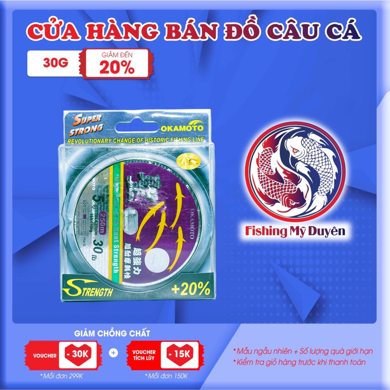 Cước okamoto 4 Con cá Chính hãng 250m đủ size