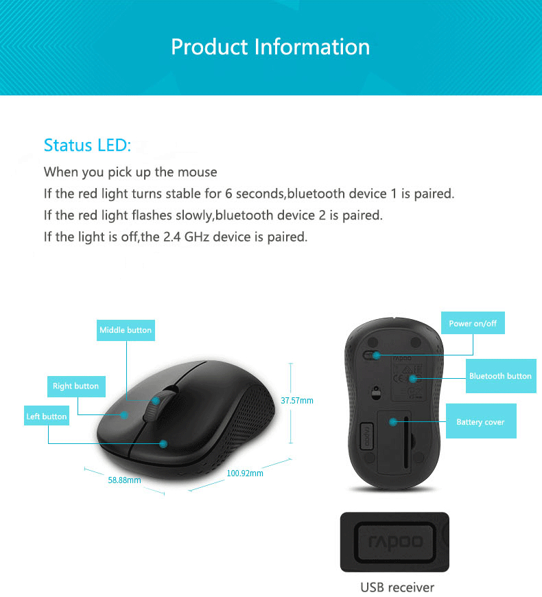 Chuột Máy Tính Không Dây RAPOO M160 Silent Bluetooth MKStore
