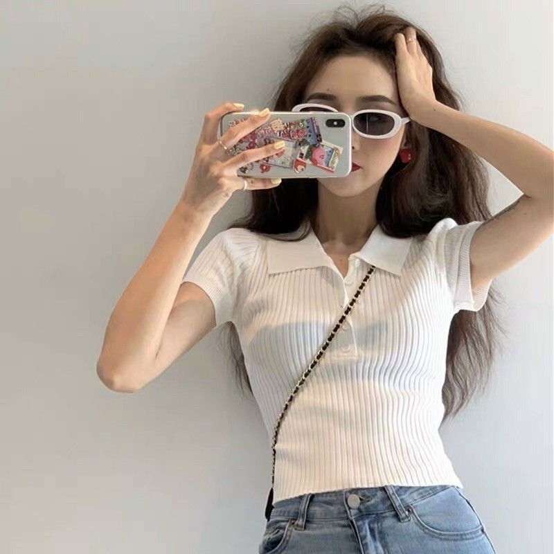 áo len mông cộc tay cổ bẻ hàng khuy 5 (cúc) hot hit