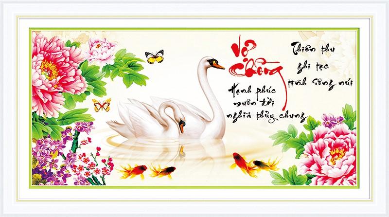 Tranh đính đá cao cấp vợ chồng- kt: 92x50cm