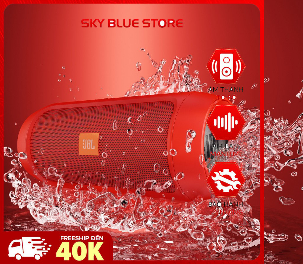 Loa bluetooth Charge 2 bass siêu trầm kiêm pin dự phòng 6000MAH kèm jack 3.5mm sử dụng trên các thiết bị không có bluetooth